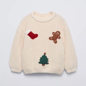 NWT ZARA chunky crochet knit gingerbread sweater 3T